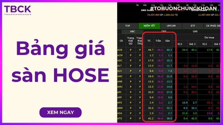 Bảng giá sàn HOSE là gì? Hướng dẫn cách đọc bảng giá trực tuyến HOSE