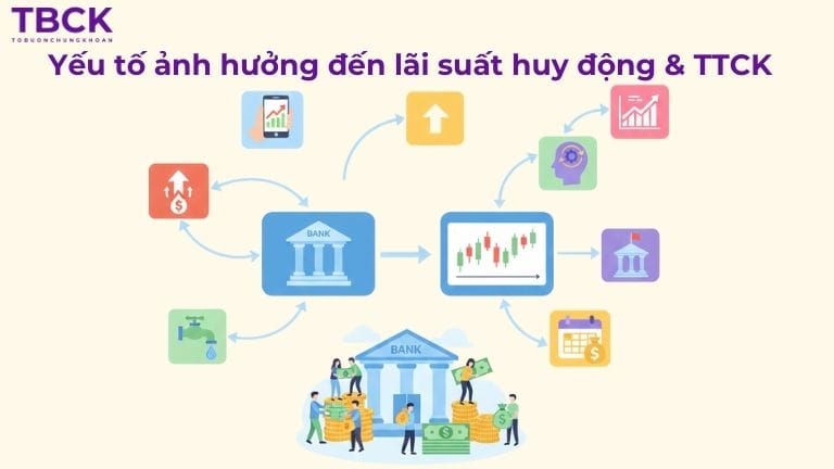 Các yếu tố ảnh hưởng đến lãi suất huy động và thị trường chứng khoán