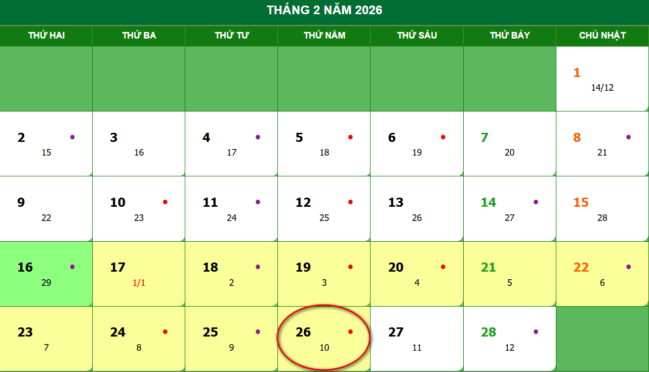 Ngày vía Thần Tài 2026 là ngày nào?