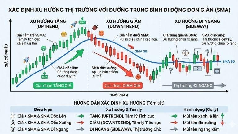 Ứng dụng đường SMA trong xác định xu hướng thị trường