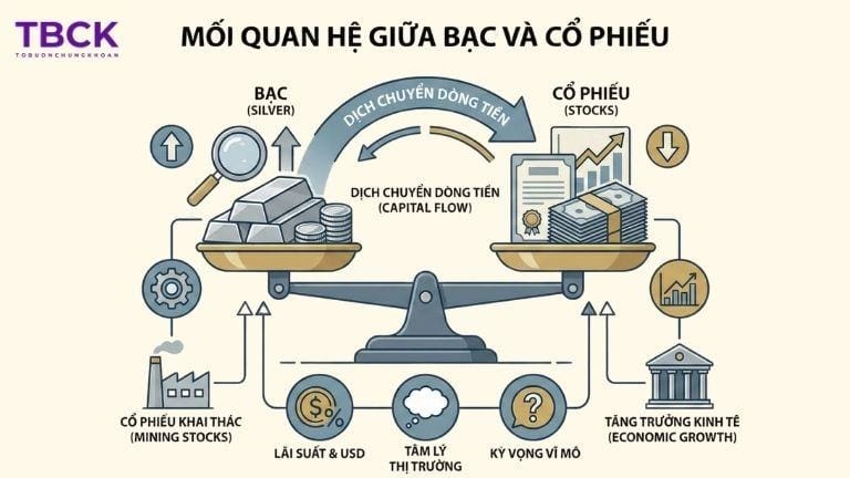 Mối quan hệ giữa bạc và cổ phiếu
