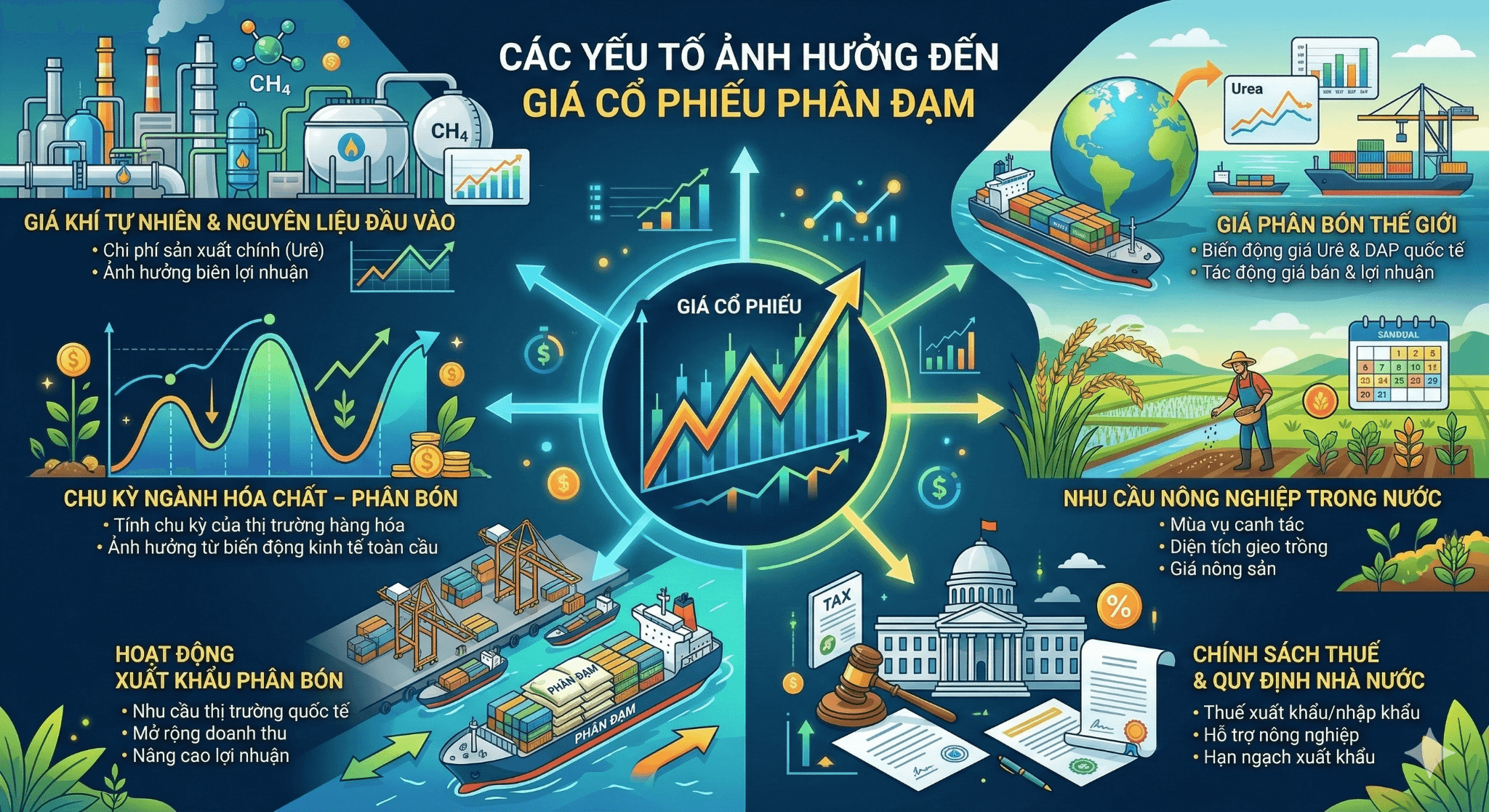 Các yếu tố ảnh hưởng đến giá cổ phiếu phân đạm