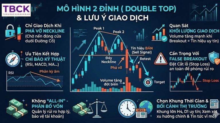 Lưu ý khi giao dịch với mô hình 2 đỉnh