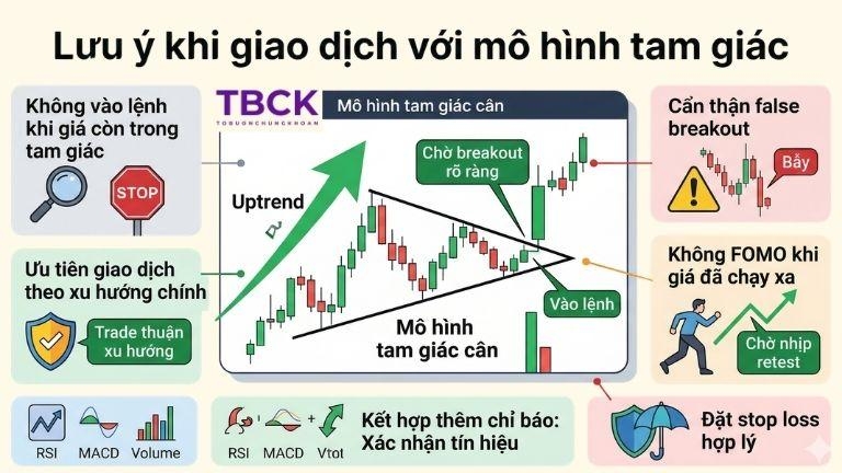 Lưu ý khi giao dịch với mô hình tam giác